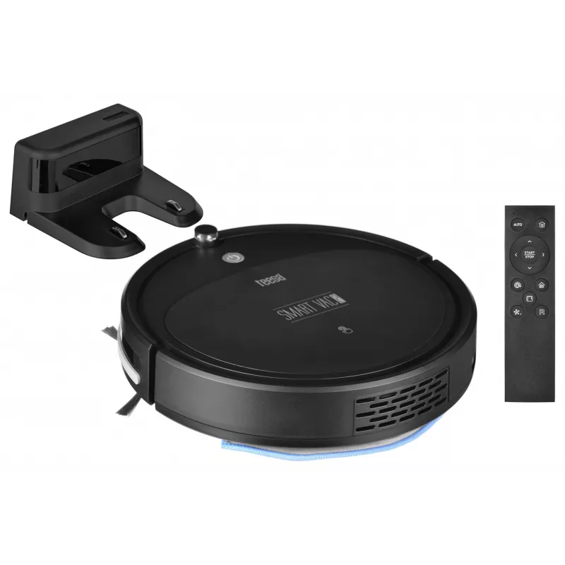 Robottolmuimeja TEESA Smart VAC 2 — ümmargune, must, 1000 Pa imemisvõimsus, 9,6 V / 2000 mAh liitiumaku, 0,2 L tolmumahuti, Wi‑Fi, automaatne tagasipöördumine