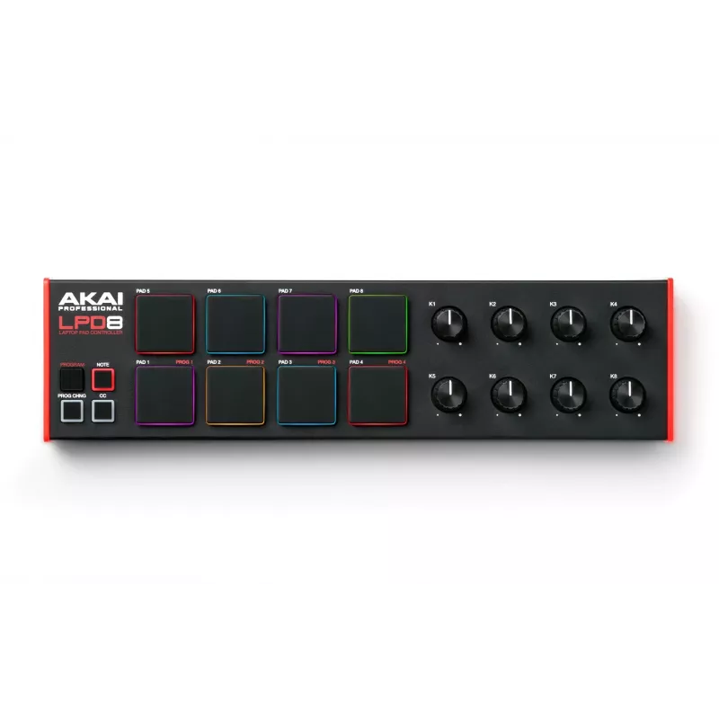 Akai LPD8 MKII MIDI-klaviatuur 8 klahvi USB Must, Punane