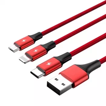 UNITEK C4049RD USB-kaabel 1,2 m USB A USB C/Micro-USB B/Lightning Punane