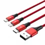 UNITEK C4049RD USB-kaabel 1,2 m USB A USB C/Micro-USB B/Lightning Punane
