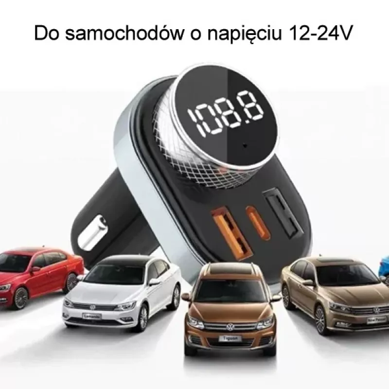 Käed-vabad komplekt Awei C-843 Bluetooth 5.0 FM-saatja, USB ja USB-C ühendustega