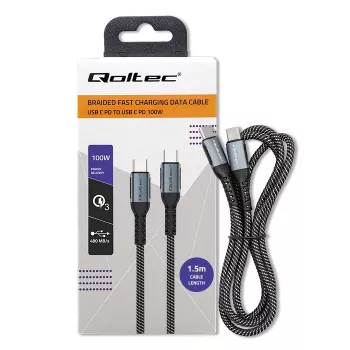 USB-kaabel Qoltec 52358 1.5 m USB-C must USB 2.0 0,48 Gbit/s