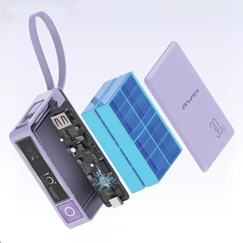 Powerbank 10000mAh 30W P87K integreeritud USB-C-ga