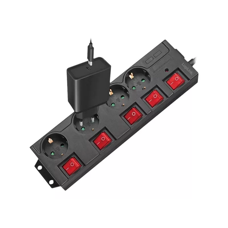 Pikendusjuhe LogiLink LPS251 1,5 m 4 vahelduvvoolu pistikupesa Siseruumidesse Must