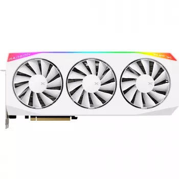 Graafikakaart XFX Radeon RX 9070 XT — 16 GB GDDR6, 256-bit, PCIe x16, 3 ventilaatorit, valge, 360 mm