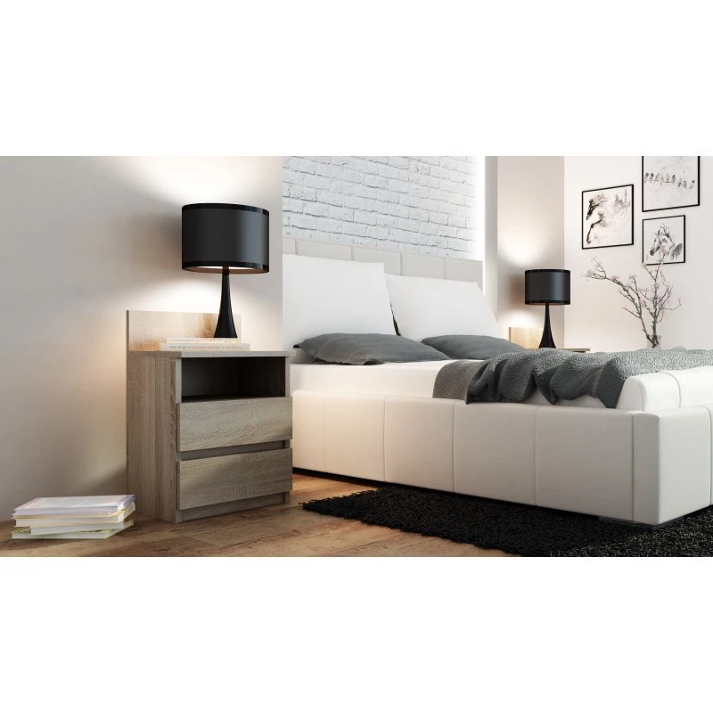Öökapi pealispind e-pood M1 SONOMA MAT, tammepuuvineer, 2 sahtlit, 400×320×590 mm