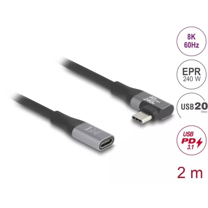 USB-kaabel DeLOCK 81148 2m USB C Must 20 Gbit/s