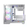 PC korpus MODECOM Volcano Panorama Midi Tower valge — micro ATX, karastatud klaas, ARGB, USB-C, toetab GPU-d 400 mm