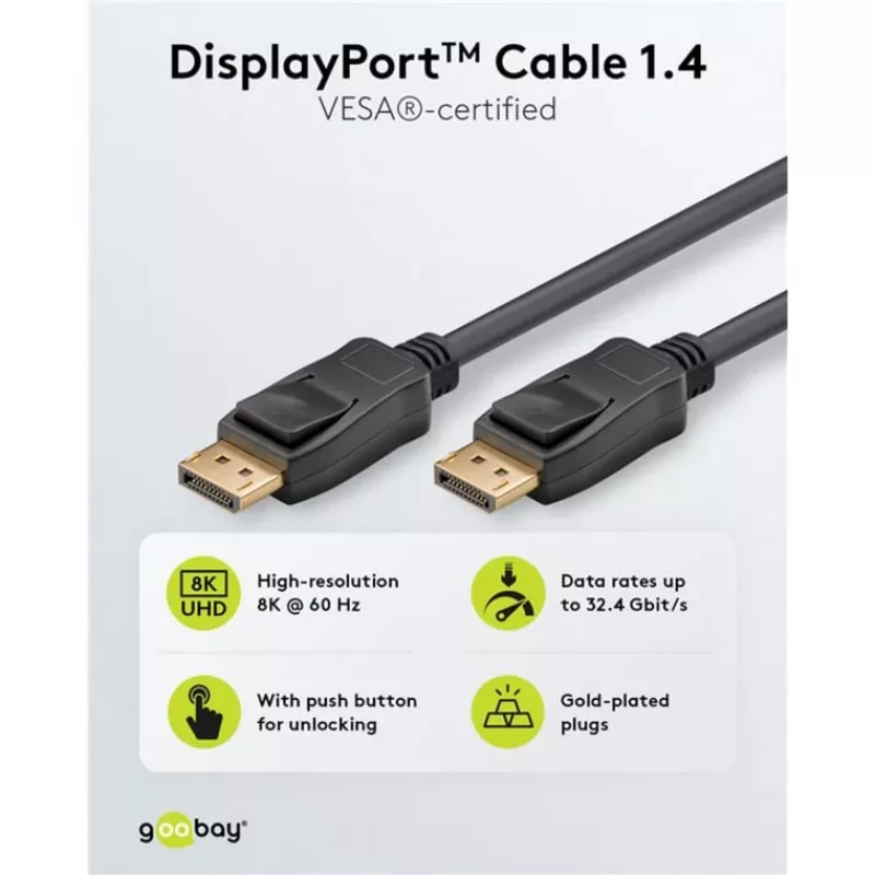 DisplayPort-kaabel Goobay 74777 1 m Must G-Sync FreeSync