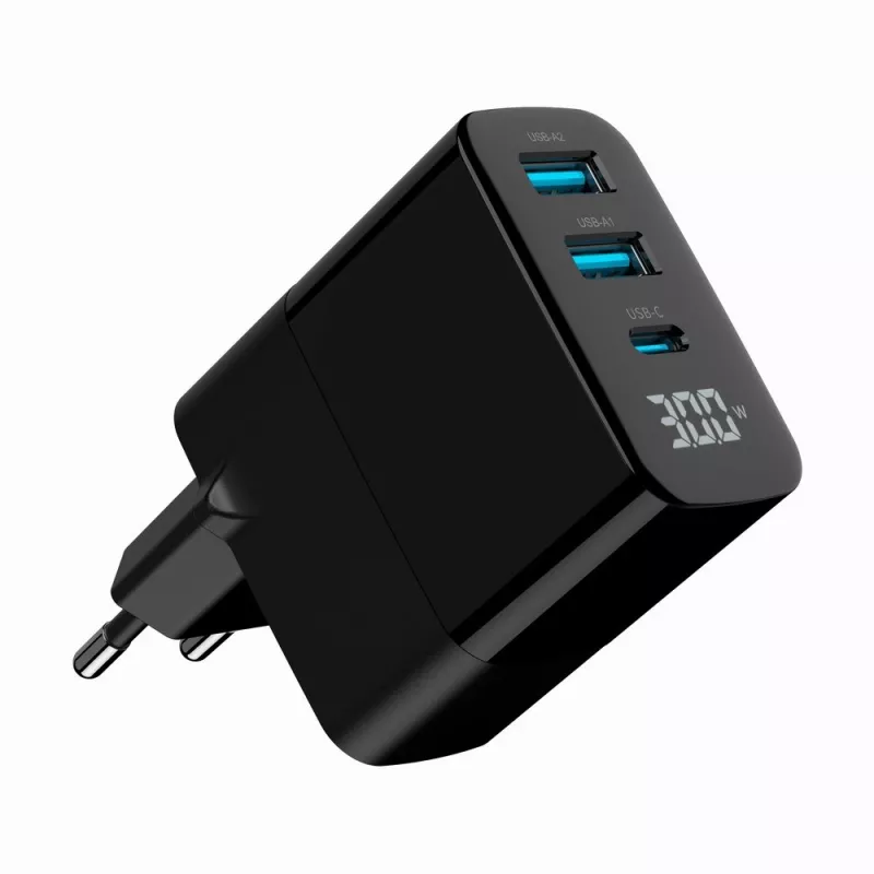 Gembird TA-UC-PDQC30LCD-BK-02 mobiilseadme laadija Universaalne Must AC Kiirlaadimine Siseruumides