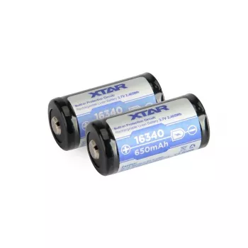 Laetav aku XTAR 16340 (CR123) Li‑ioon 3.7V 850mAh, 34 mm kõrgus, 1.6 cm läbimõõt