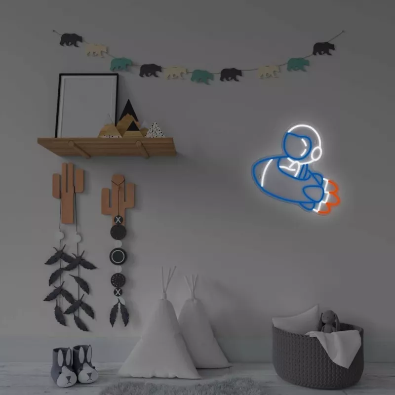Dekoratiivne neoonvalgusti MANTA SNL90MT Style Neon Lights — Astronaut raketil motiiv