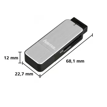 Hama 123900 kaardilugeja USB 3.2 Gen 1 (3.1 Gen 1) Must, Hõbedane