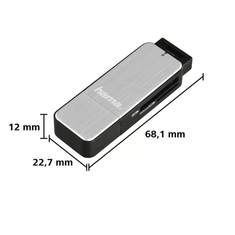 Hama 123900 kaardilugeja USB 3.2 Gen 1 (3.1 Gen 1) Must, Hõbedane