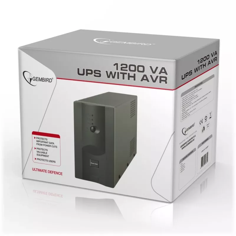 Gembird UPS-PC-1202AP katkematu toiteallikas (UPS) Line-Interactive 1.2 kVA 720 W 4 AC-pistikupesa