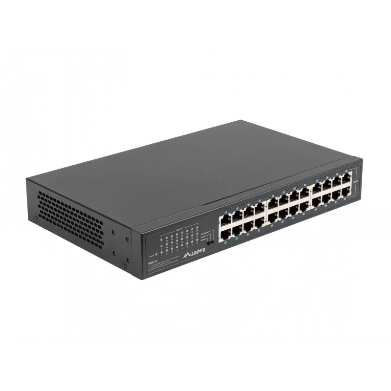 Haldamata kommutaator LANBERG RSGE-24 — 24× Gigabit Ethernet 1U, riiulisse paigaldatav, must