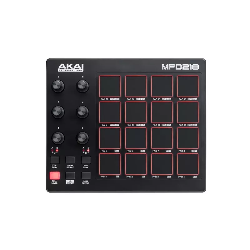 Audio Mixer Akai MPD218 Must 16 patja USB MIDI-kontroller