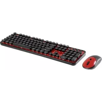 Klaviatuuri ja hiire komplekt Renkforce RF-DS-RETRO QWERTZ Must Punane — juhtmega komplekt QWERTZ-paigutusega