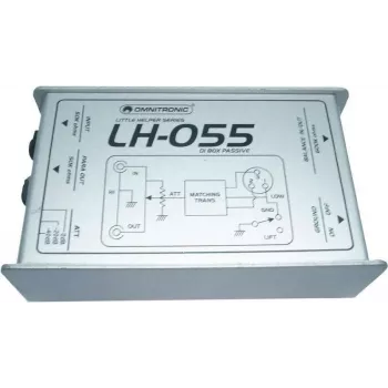 Passiivne DI-boks Omnitronic LH-055 1-kanaliga — passiivne otseboks instrumendi-/liinisignaali jaoks, 1 sisend, tasakaalustatud XLR-väljund