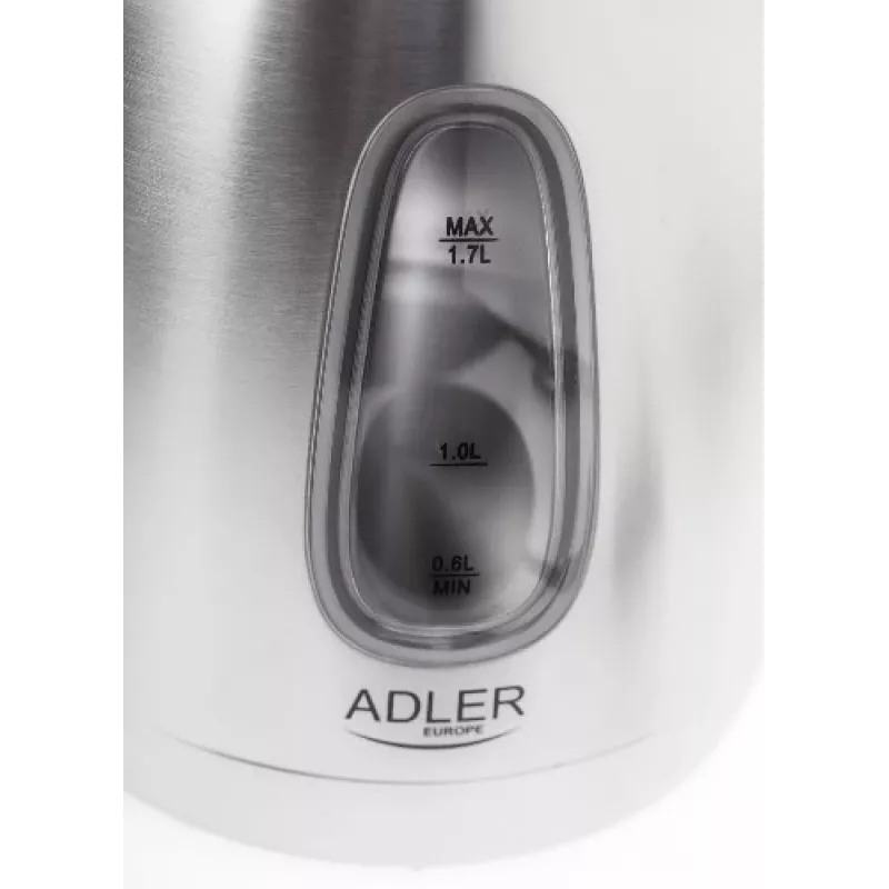 Elektriline veekeetja Adler AD1223 — 1,7 L, 2000 W, roostevaba teras mustade detailidega