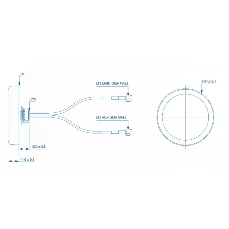 LTE-antenn Teltonika 003R-00252, katusekinnitus SMA-pistikutega, COMBO MIMO