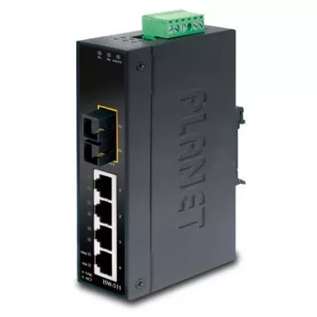 PLANET 4-pordiline kiire Etherneti lüliti PLANET IP30 õhuke tüüp, tööstuslik Etherneti lüliti + 1-port, 100Base-FX(SC) (-10 – 60 °C) (ISW-511)