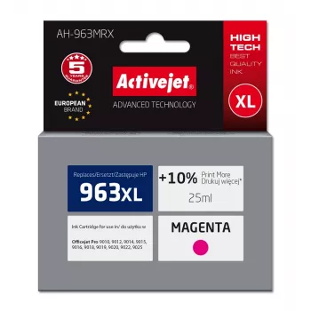 Activejet AH-963MRX tint (asendus HP 963XL 3JA28AE; Premium; 1760 lehekülge; 25 ml, magenta)