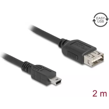 DeLOCK USB-kaabel USB 2.0 2 m Mini-USB B USB A must 81525