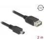DeLOCK USB-kaabel USB 2.0 2 m Mini-USB B USB A must 81525
