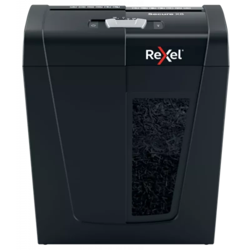 Paberihundi REXEL Secure X8 — ristlõige P-4, 4x40 mm, mahutavus 8 lehte, 14 l prügikast, must