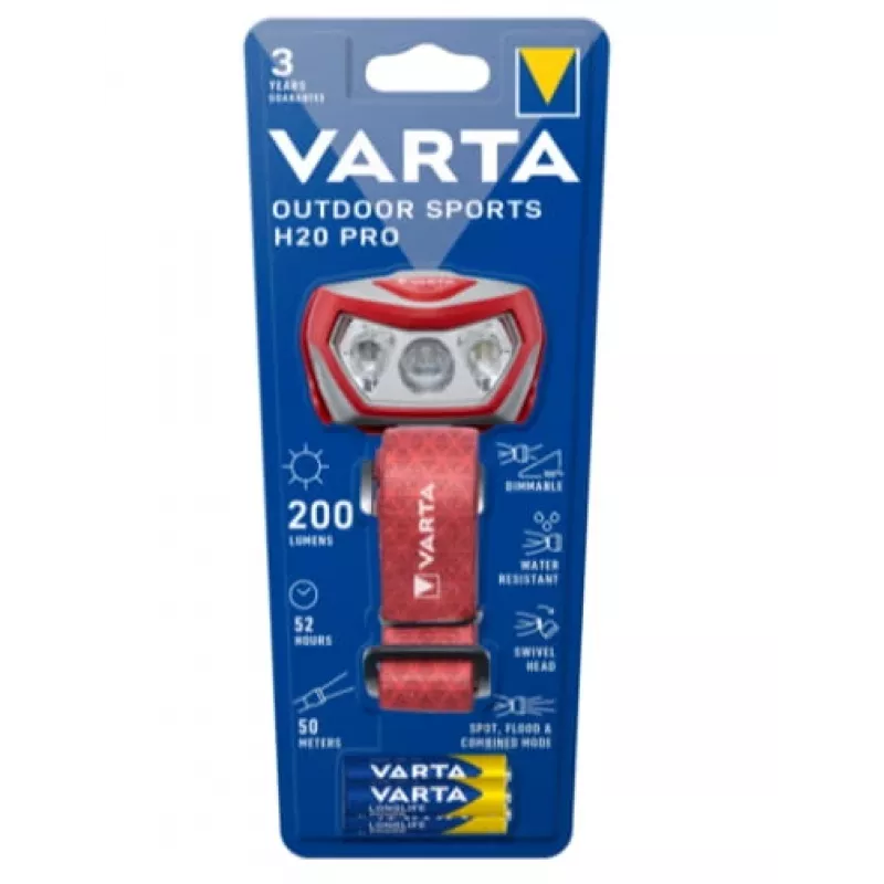 Peavoolupatarei Varta Outdoor Sports H20 Pro hall punane