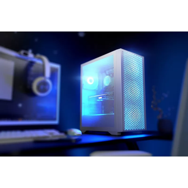 Arvutikorpus LOGIC Dart Pro Midi ARGB valge — Midi Torn, ATX, 456×200×385 mm, max GPU 34 cm, CPU jahuti kõrgus 155 mm, 3x120 mm ees + 1x120 mm taga, USB 3.0 x2, USB-C x1