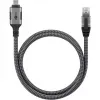 Ethernet-kaabel USB-C 3.2 Gen2 Plug > RJ-45 Plug, LAN-Adapter Must/Hõbedane, 1,5 Meter, braided textile jacket