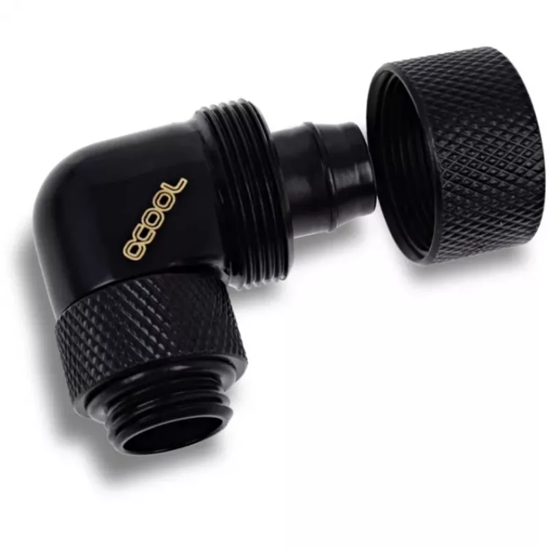 Eiszapfen 16/10mm kruviliitmik 90° pööratav G1/4, must ühendus, pehmetele voolikutele (PVC, silikoon, neopreen)