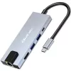 USB-C jaotur QOLTEC 53795 5‑in‑1 100W PD, 2×USB-A, HDMI 4K, RJ45