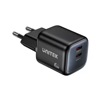 Uniteki seinilaadija 2x GaN 45W — 2× USB‑C PD 3.0 ja QC kiirlaadimine