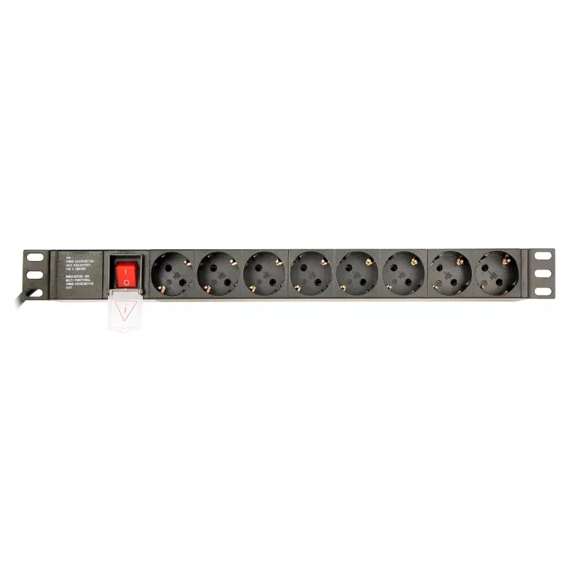 Toitejaotusseade GEMBIRD EG-PDU-014-C14, 8 vahelduvvoolu pistikupesa, C14 sisend, 3 m kaabel, 1U, 3680 W, 10 A, alumiinium, must