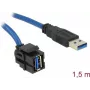 DeLOCK Keystone'i moodul USB 5 Gbps tüüp-A emane 250° kuni tüüp-A isane 1,5 m kaabliga must