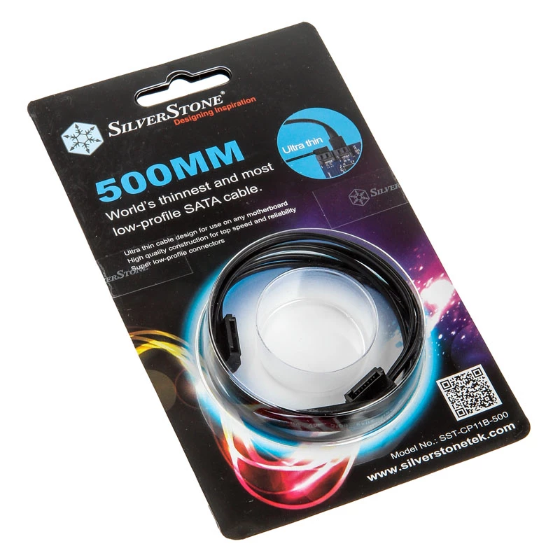 SilverStone SST-CP11B Super Low Profile SATA-kaabel - 50 cm, must
