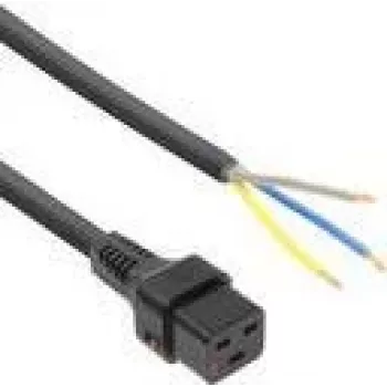 ACT Powercord C19 IEC Lock avatud otsaga must 2 m 230 V 16 A