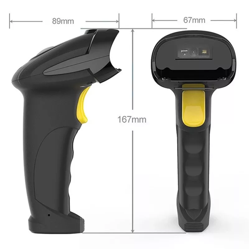 Juhtmeta vöötkoodiskänner QOLTEC 50856 — 1D ja 2D juhtmeta pihuskänner, USB-liides, ABS-korpus, 170×62×100 mm, 203 g