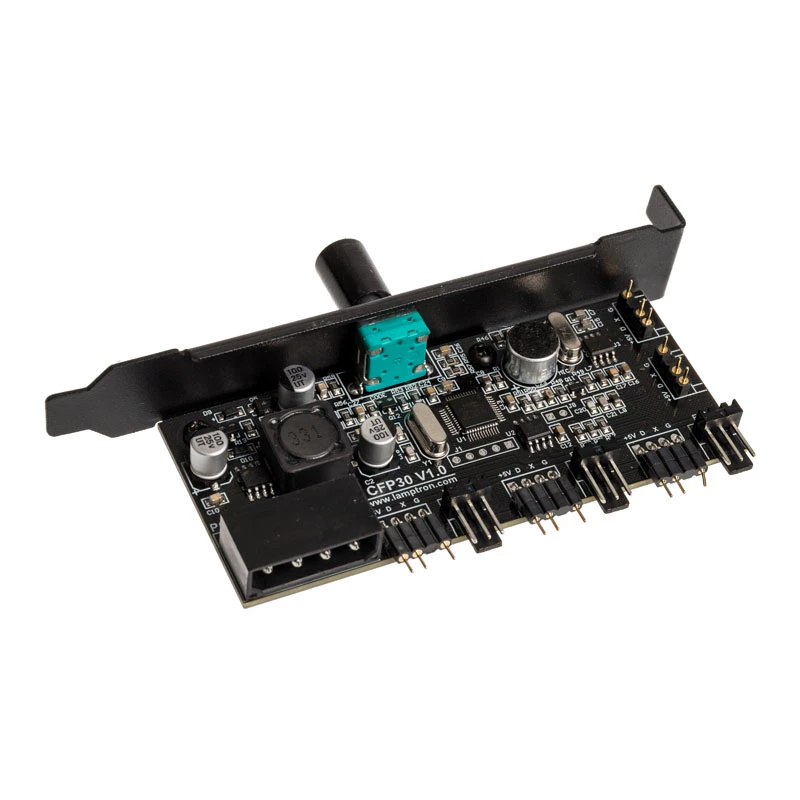 PCI-pesa ventilaatori ja RGB LED kontroller Lamptron CFP30, must