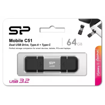 USB-mälupulk Silicon Power 64 GB USB tüüp-A USB USB-C SP064GBUC3C51V1S