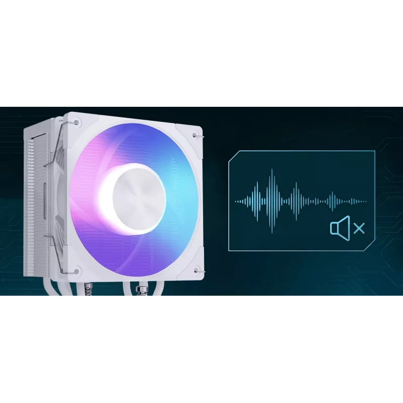 CPU õhkjahuti MODECOM Volcano 0C T721 ARGB 120 valge, ühe torniga, 120 mm ventilaator