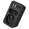 Toitejaotur MACLEAN MCE249 F/B — 2 vahelduvvoolupesa (16A + 6A) koos 2×USB-A ja 2×USB-C PD 20W, EL-pistik, must