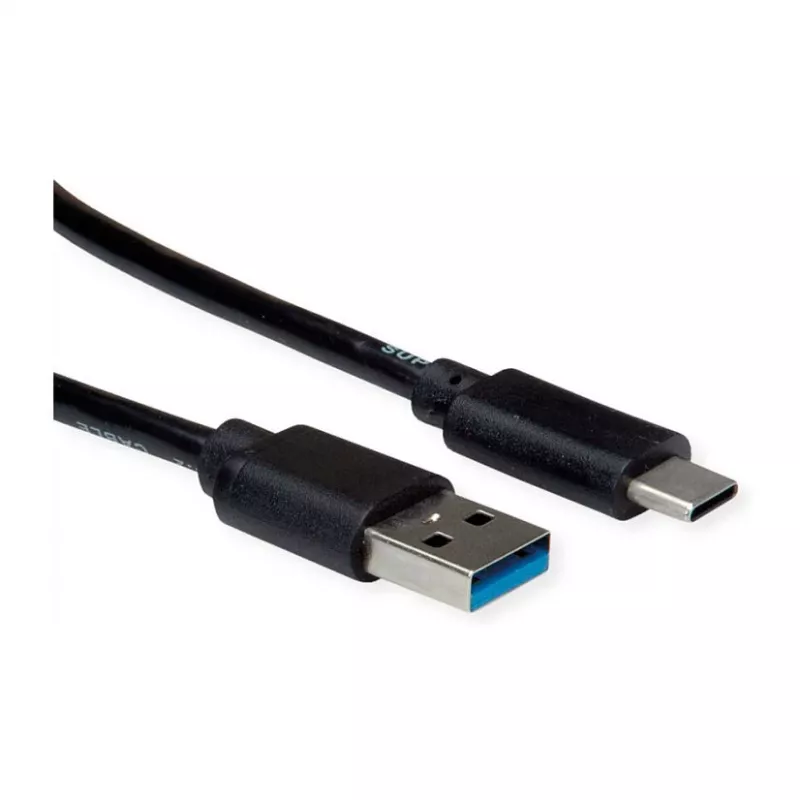 ROLINE RM USB 3.2 Gen 1 kaabel, A-C, ST/ST, must, 1 m