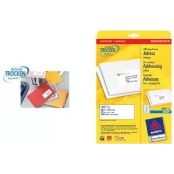 Avery Quick DRY J8173 - aadressisildid - Valge - 57 x 99,1 mm - 250 tk. (25 lehte x 10) (J8173-25)
