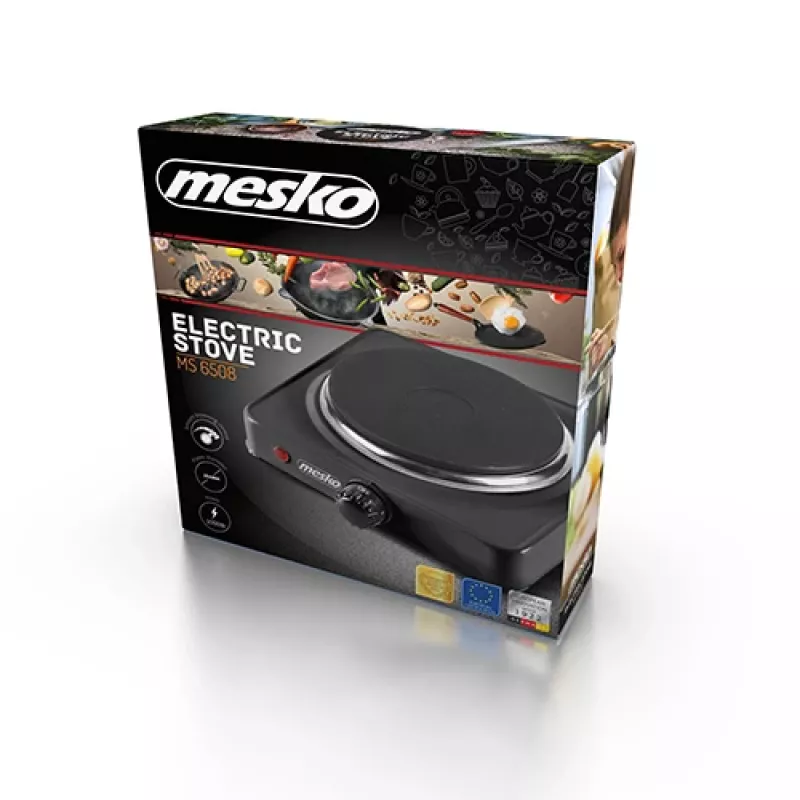 Mesko Home MS 6508 pliit Must Töötasapinnale Suletud plaat 1 tsoon(i)
