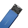 SSD-korpus QOLTEC 51832 — väline M.2 SATA, USB 3.0, kuni 2 TB, sinine, toetab 30 mm draive, 4 pesa