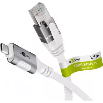 Võrgukaabel Goobay 74166 USB C RJ-45 Cat6 1.5 m Valge